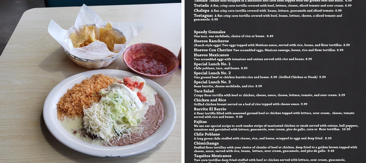 EL BARRIO MEXICAN RESTAURANT Menu