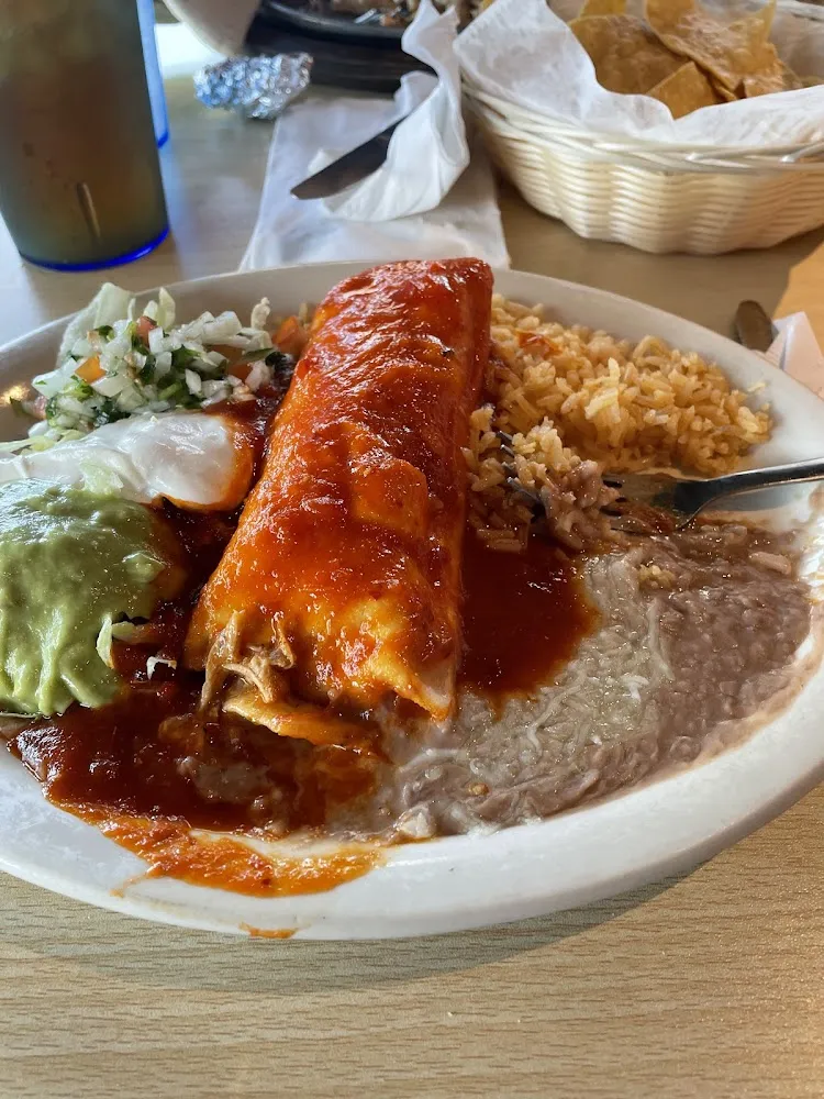 Chimichanga with Red Sauce