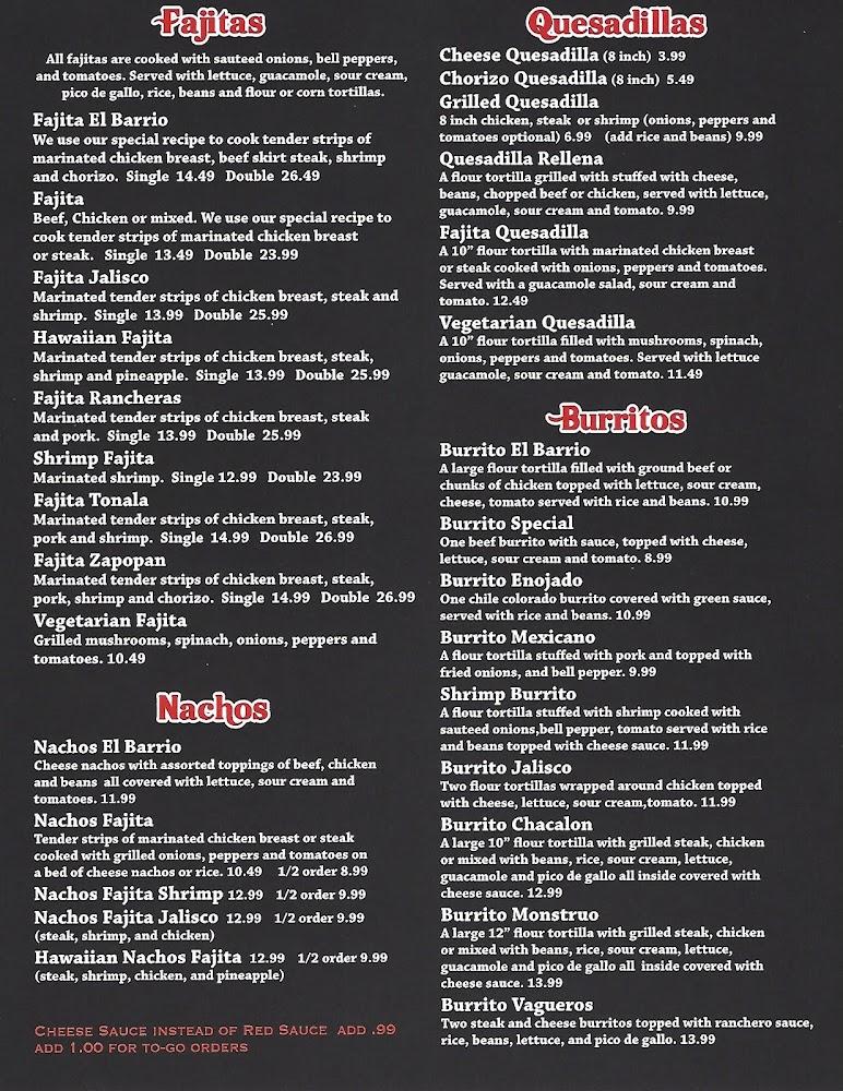 EL BARRIO MEXICAN RESTAURANT Menu image 4